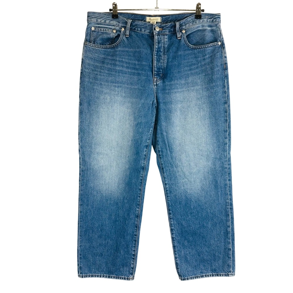 Madewell Womans 32 14 Low-Slung Straight Jean Blue Stretch Medium Wash